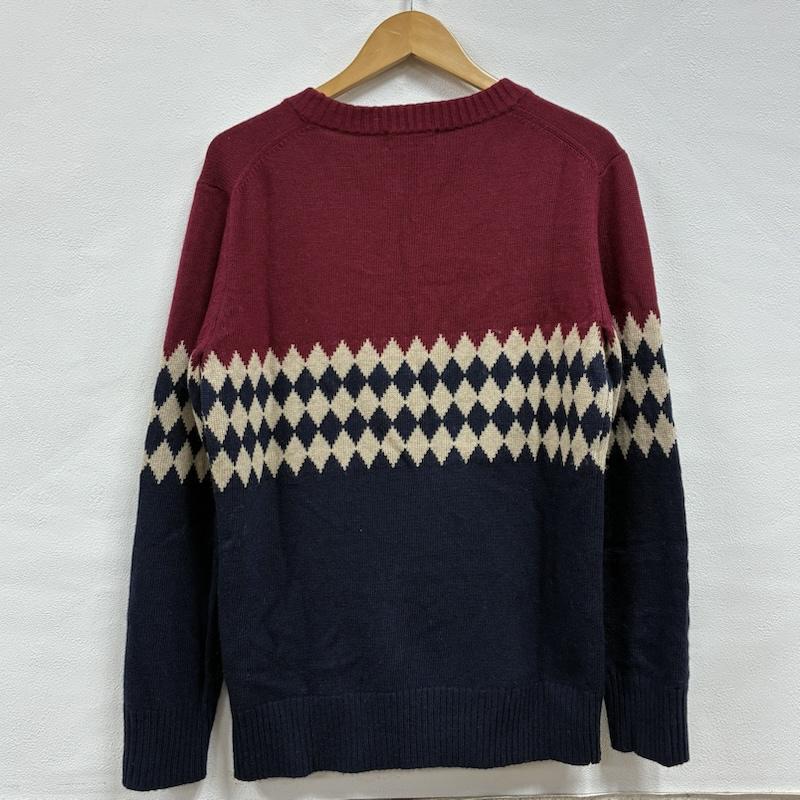 バーバリーブラックレーベル BURBERRY BLACK LABEL ニット、セーター 長袖 ノルディック ダイヤ ロゴ メタルプレート クルーネック ニット セーター D1N92-652-29 2 えんじ / ワインレッド / dark red X 紺 / ネイビー / navy X ベージュ / ベージュ / beige メンズ USED 古着 中古 50134565