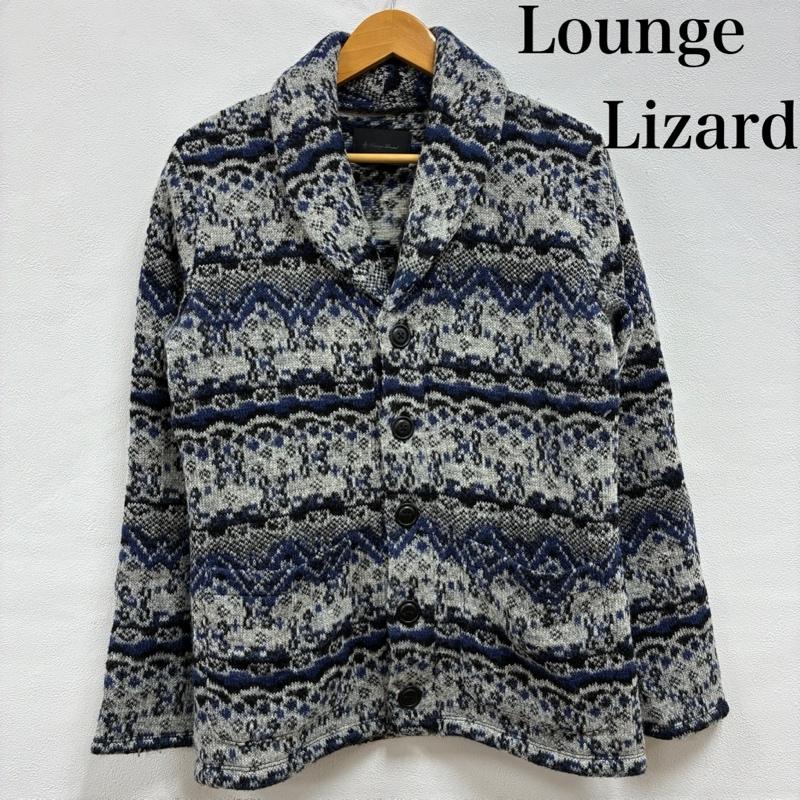 ラウンジリザード LOUNGE LIZARD カーディガン 長袖 ノルディック ポリエステル混 ウール カーディガン ニット セーター 2 ノルディック柄 灰 / グレー / gray X 黒 / ブラック / black X 紺 / ネイビー / navy メンズ USED 古着 中古 50134576