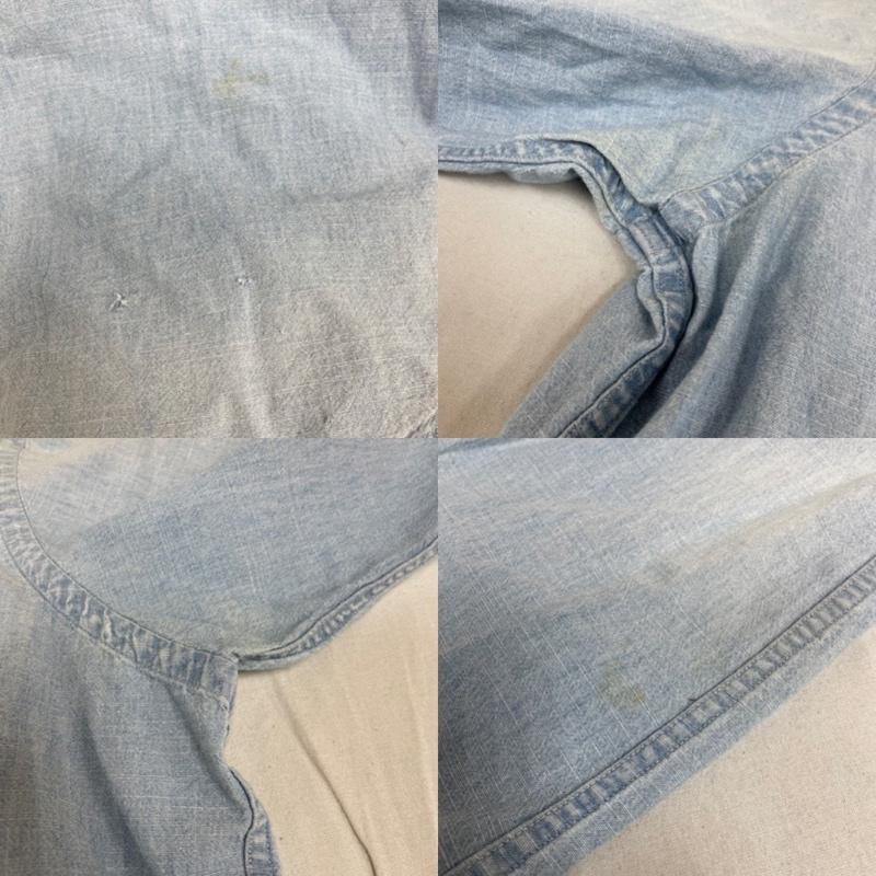 ポロバイラルフローレン Polo by RALPH LAUREN シャツ、ブラウス 長袖 90s エポレット シャンブレー デニム ワーク シャツ インディゴ 長袖 胸ポケット XL 無地 インディゴ / インディゴ / Indigo メンズ USED 古着 中古 50134636