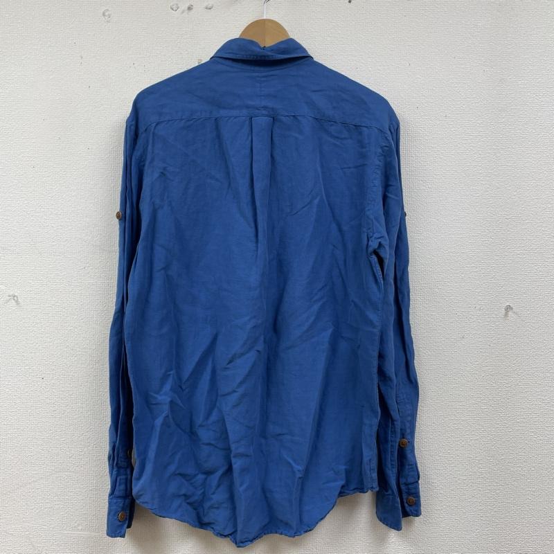 ポロバイラルフローレン Polo by RALPH LAUREN シャツ、ブラウス 長袖 90s 長袖 シャツ ブラウス 胸ポケット ボタン シルク 34％ リネン 66％ L 無地 青 / ブルー / blue メンズ USED 古着 中古 50134637