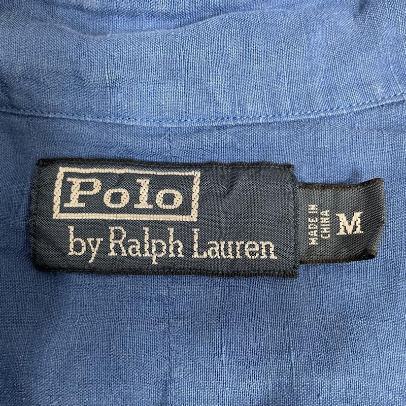 ポロバイラルフローレン Polo by RALPH LAUREN シャツ、ブラウス 長袖 90s 長袖 シャツ ブラウス 胸ポケット ボタン シルク 34％ リネン 66％ L 無地 青 / ブルー / blue メンズ USED 古着 中古 50134637