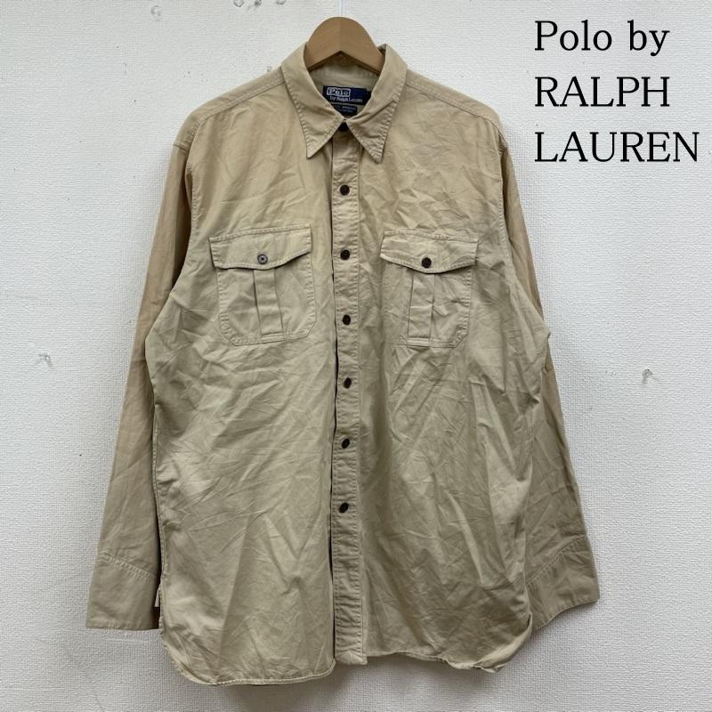 ポロバイラルフローレン Polo by RALPH LAUREN シャツ、ブラウス 長袖 90s コットン ツイルシャツ レンジャー シャツ 長袖 無地 胸ポケット ボタン L 無地 ベージュ / ベージュ / beige メンズ USED 古着 中古 50134638