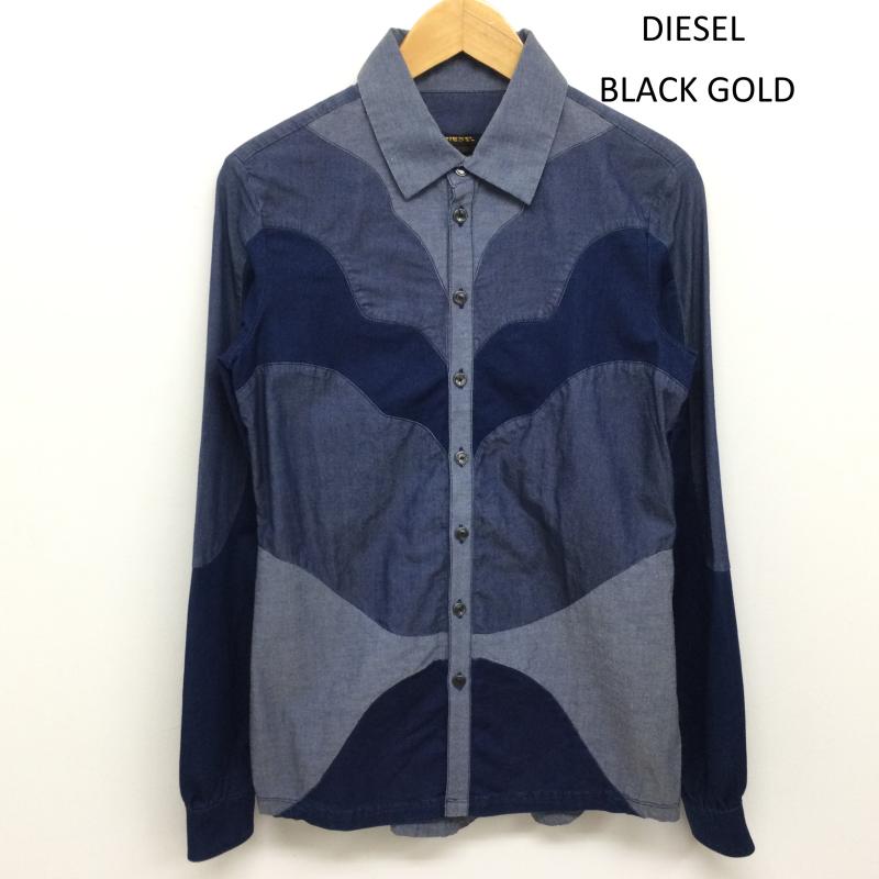 ディーゼル ブラック ゴールド DIESEL BLACK GOLD シャツ、ブラウス 長袖 Black Gold 長袖 シャツ デニム 切替シャツ S 青 / ブルー / blue メンズ USED 古着 中古 50134650