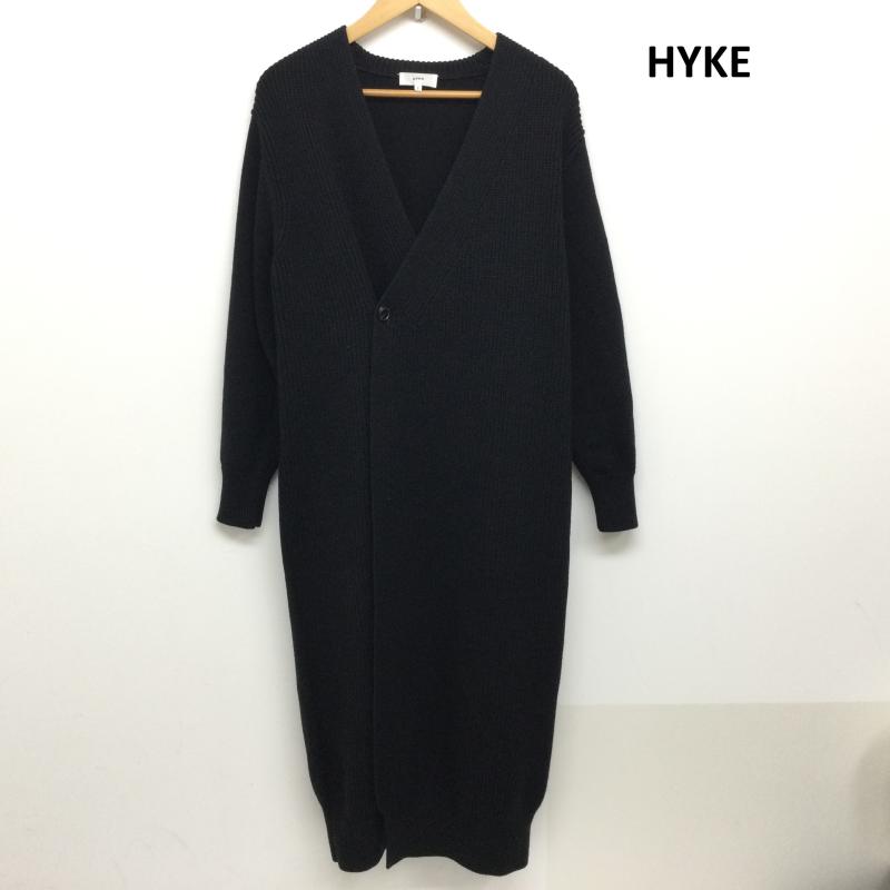 ハイク HYKE カーディガン 長袖 RIB LONG CARDIGAN ロングカーディガン 羊毛 1 黒 / ブラック / black レディース USED 古着 中古 50134651