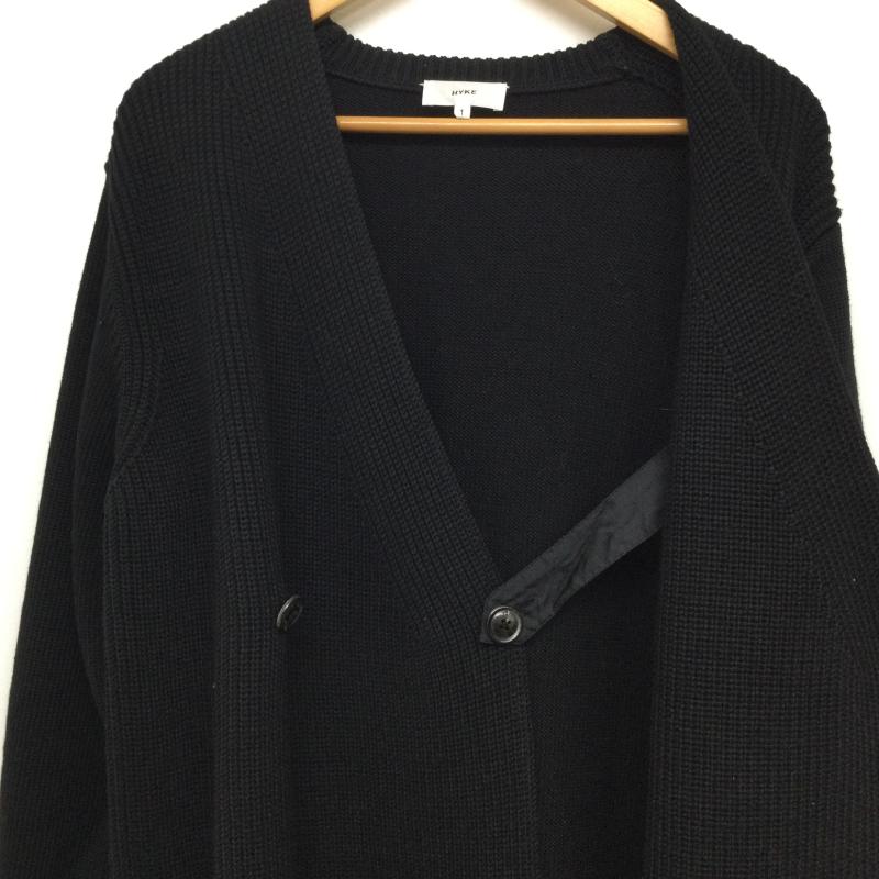 ハイク HYKE カーディガン 長袖 RIB LONG CARDIGAN ロングカーディガン 羊毛 1 黒 / ブラック / black レディース USED 古着 中古 50134651