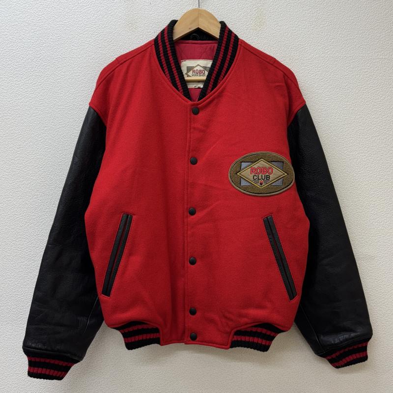 古着 USED ジャケット、上着 ジャンパー、ブルゾン ROBO CLUB ロゴ ワッペン ウール レザー スタジャン バーシティ ジャケット 黒 赤 ブラック レッド M 黒 / ブラック / black X 赤 / レッド / red メンズ USED 古着 中古 50134659