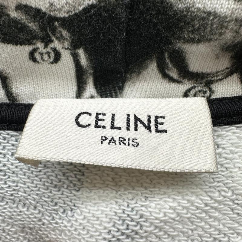 セリーヌ CELINE パーカー 長袖 22SS Amy Dorian Artist Print Hoodie エイミードリアン アーティスト プリント パーカー 2Y641427Q XS 黒 / ブラック / black X 白 / ホワイト / white メンズ USED 古着 中古 50134687