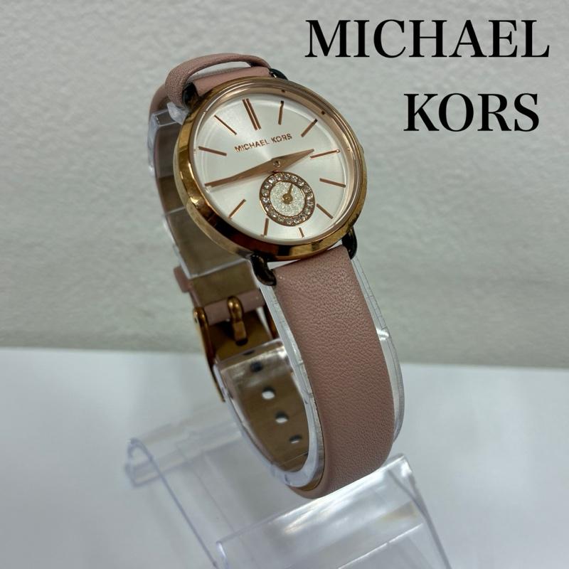 マイケルコース MICHAEL KORS 腕時計 アナログ（クォーツ式） MK-2735 レザーベルト アナログ クォーツ 腕時計 ローズゴールド クリスタル - 桃 / ピンク / pink レディース USED 古着 中古 50134700