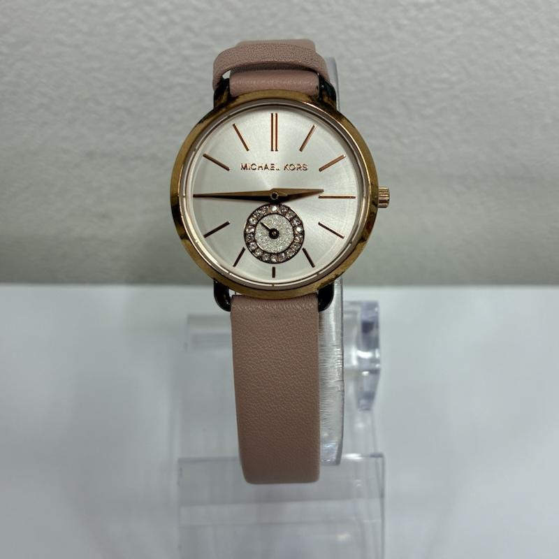 マイケルコース MICHAEL KORS 腕時計 アナログ（クォーツ式） MK-2735 レザーベルト アナログ クォーツ 腕時計 ローズゴールド クリスタル - 桃 / ピンク / pink レディース USED 古着 中古 50134700