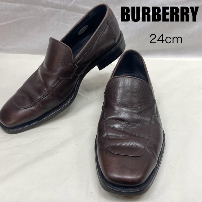 バーバリー BURBERRY 革靴 革靴 112354 BU1518 ダークブラウン レザー スリッポン 24.0cm ダークブラウン / ダークブラウン / メンズ USED 古着 中古 50134706
