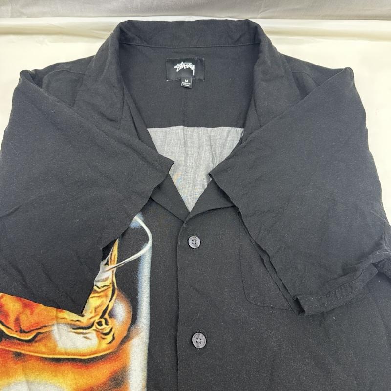 ステューシー STUSSY シャツ、ブラウス 半袖 COCKTAIL SHIRT カクテルシャツ オープンカラー 開襟 半袖 レーヨン M 黒 / ブラック / black メンズ USED 古着 中古 50134782