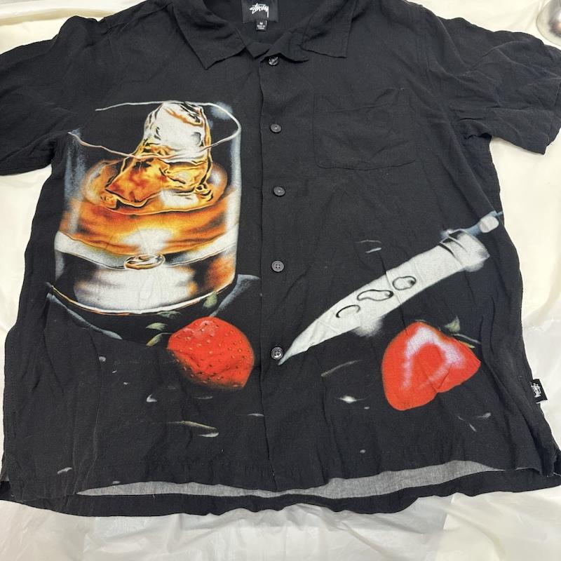 ステューシー STUSSY シャツ、ブラウス 半袖 COCKTAIL SHIRT カクテルシャツ オープンカラー 開襟 半袖 レーヨン M 黒 / ブラック / black メンズ USED 古着 中古 50134782