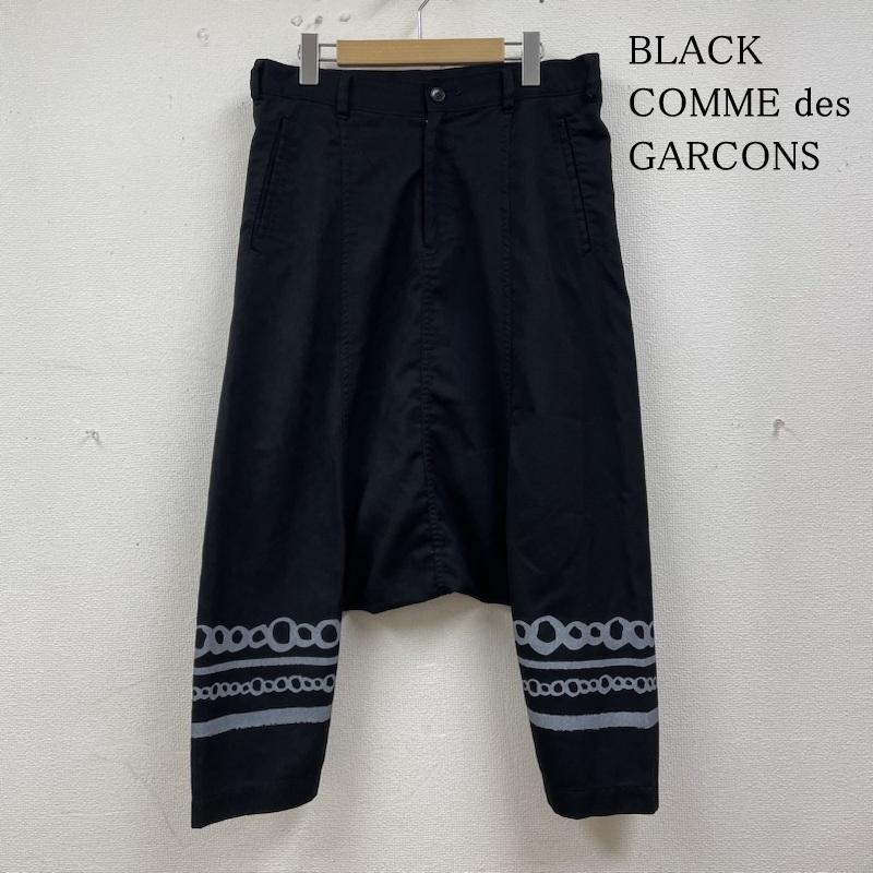 ブラックコムデギャルソン BLACK COMME des GARCONS パンツ ワークパンツ、ペインターパンツ サルエル クロップド パンツ ドッキング プリント ボーダー 1E-P013 S ボーダー柄 X プリント 黒 / ブラック / black メンズ USED 古着 中古 50134839