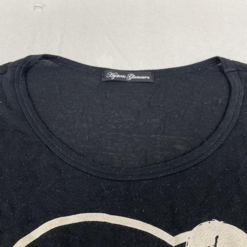 ヒステリックグラマー HYSTERIC GLAMOUR ワンピース ひざ丈スカート ワンピース カットソー 長袖 レイヤード リネン混 ヒスガール ロゴ FREE ロゴ、文字 X キャラクター X プリント 黒 / ブラック / black レディース USED 古着 中古 50134841