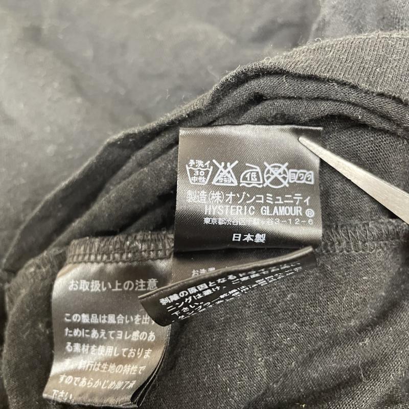 ヒステリックグラマー HYSTERIC GLAMOUR ワンピース ひざ丈スカート ワンピース カットソー 長袖 レイヤード リネン混 ヒスガール ロゴ FREE ロゴ、文字 X キャラクター X プリント 黒 / ブラック / black レディース USED 古着 中古 50134841