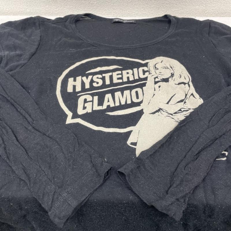 ヒステリックグラマー HYSTERIC GLAMOUR ワンピース ひざ丈スカート ワンピース カットソー 長袖 レイヤード リネン混 ヒスガール ロゴ FREE ロゴ、文字 X キャラクター X プリント 黒 / ブラック / black レディース USED 古着 中古 50134841