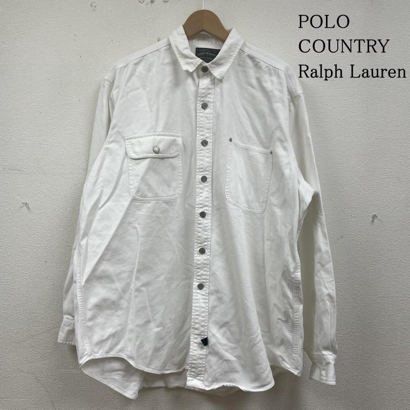ラルフローレン RALPHLAUREN シャツ、ブラウス 長袖 80s 90s POLO COUNTRY ポロカン ホワイト デニム ワーク シャツ XL 無地 白 / ホワイト / white メンズ USED 古着 中古 50134872