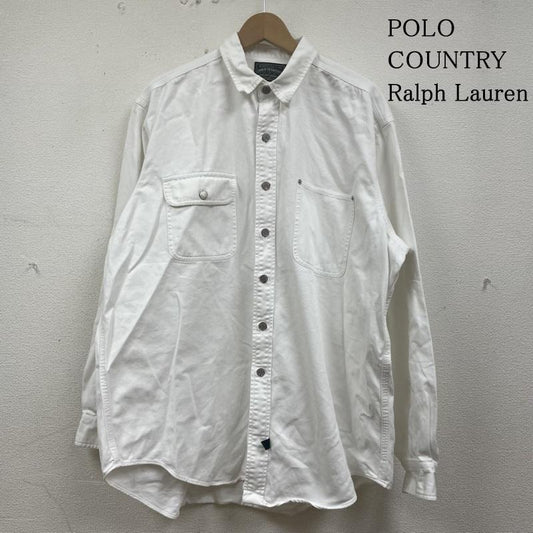 ラルフローレン RALPHLAUREN シャツ、ブラウス 長袖 80s 90s POLO COUNTRY ポロカン ホワイト デニム ワーク シャツ XL 無地 白 / ホワイト / white メンズ USED 古着 中古 50134872