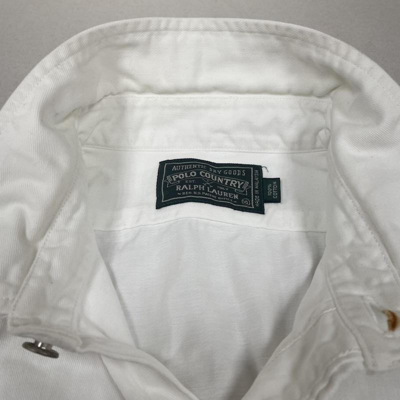ラルフローレン RALPHLAUREN シャツ、ブラウス 長袖 80s 90s POLO COUNTRY ポロカン ホワイト デニム ワーク シャツ XL 無地 白 / ホワイト / white メンズ USED 古着 中古 50134872