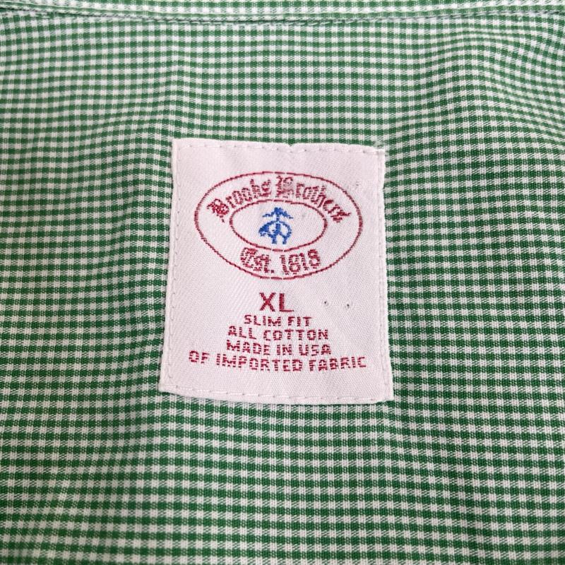 ブルックス ブラザーズ BROOKS BROTHERS シャツ、ブラウス 長袖 長袖 シャツ ブラウス Est.1818 ボタンダウン BD USA製 チェック XL チェック 緑 / グリーン / green メンズ USED 古着 中古 50135017