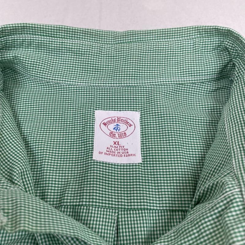 ブルックス ブラザーズ BROOKS BROTHERS シャツ、ブラウス 長袖 長袖 シャツ ブラウス Est.1818 ボタンダウン BD USA製 チェック XL チェック 緑 / グリーン / green メンズ USED 古着 中古 50135017