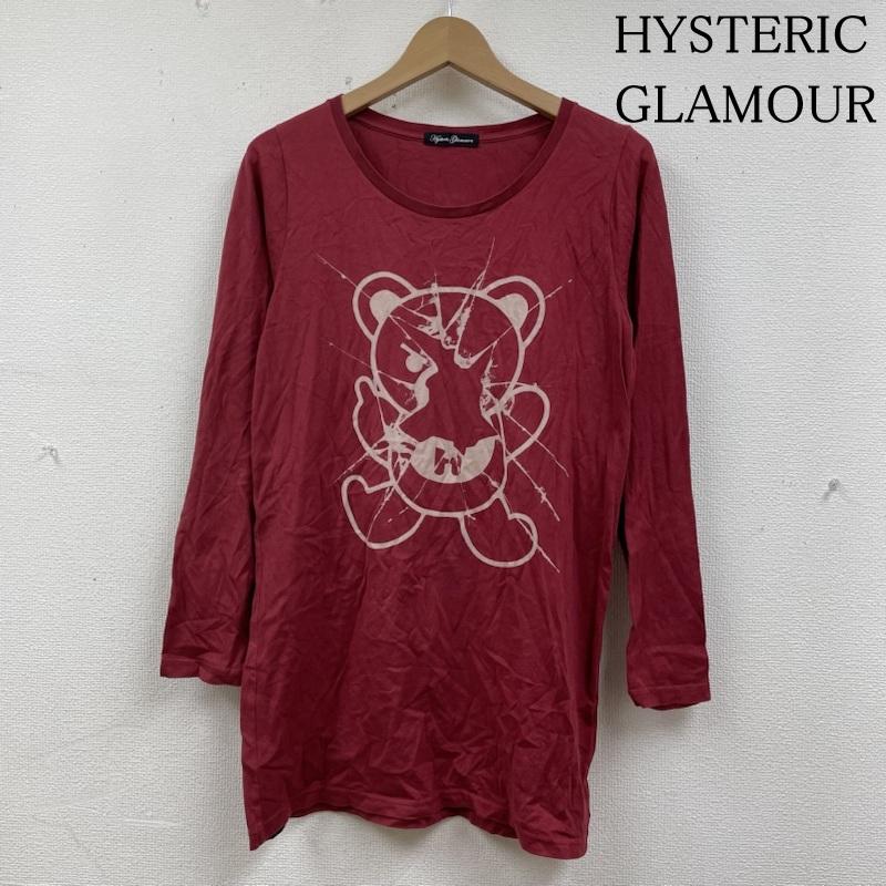 ヒステリックグラマー HYSTERIC GLAMOUR Tシャツ 長袖 半袖 Tシャツ 弾痕 ヒスベア ファックベア クマ プリント クルーネック シャツ カットソー FREE キャラクター X プリント 赤 / レッド / red レディース USED 古着 中古 50135070