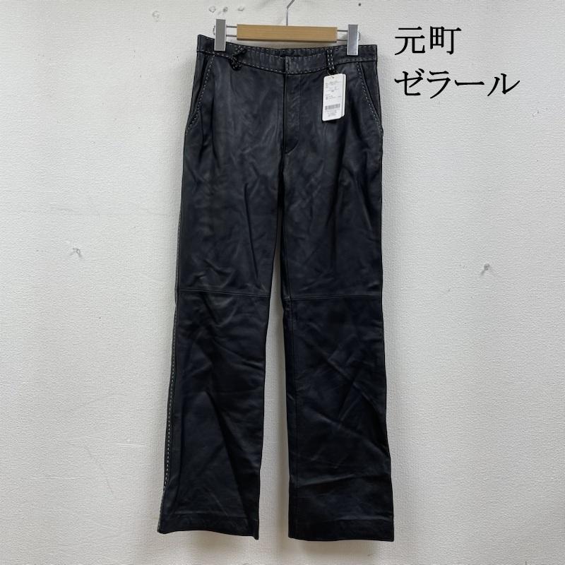 古着 USED パンツ ワークパンツ、ペインターパンツ 元町ゼラール Zelal 本革 レザー パンツ スリム リアルレザー ステッチデザイン ジップフライ 羊革 ラム サイズ9AR 9号 無地 黒 / ブラック / black レディース USED 古着 中古 50135122