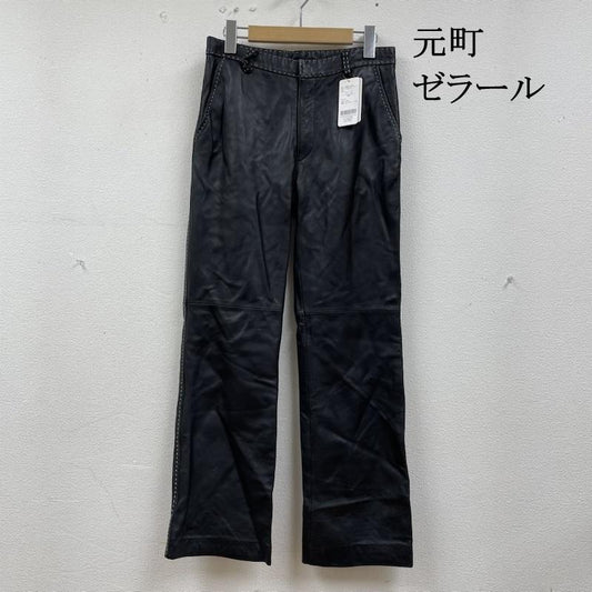 古着 USED パンツ ワークパンツ、ペインターパンツ 元町ゼラール Zelal 本革 レザー パンツ スリム リアルレザー ステッチデザイン ジップフライ 羊革 ラム サイズ9AR 9号 無地 黒 / ブラック / black レディース USED 古着 中古 50135122