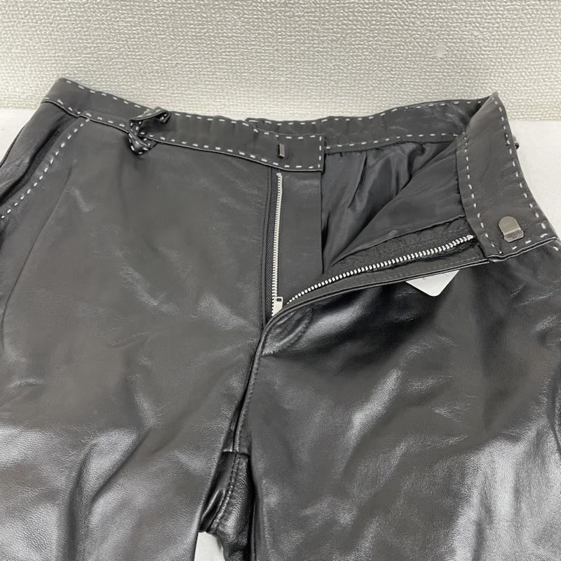古着 USED パンツ ワークパンツ、ペインターパンツ 元町ゼラール Zelal 本革 レザー パンツ スリム リアルレザー ステッチデザイン ジップフライ 羊革 ラム サイズ9AR 9号 無地 黒 / ブラック / black レディース USED 古着 中古 50135122