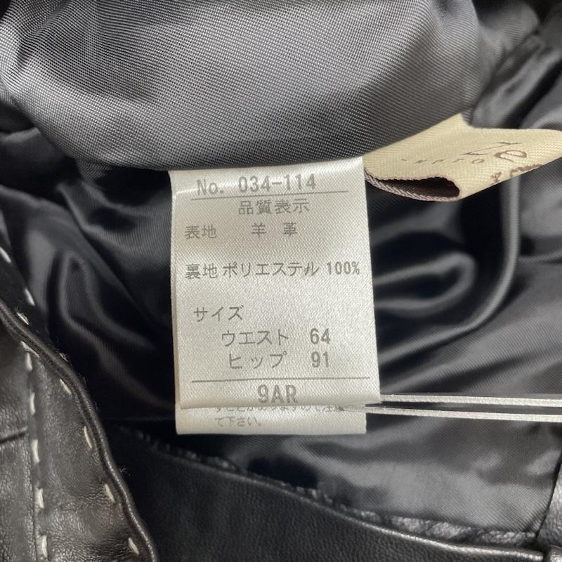 古着 USED パンツ ワークパンツ、ペインターパンツ 元町ゼラール Zelal 本革 レザー パンツ スリム リアルレザー ステッチデザイン ジップフライ 羊革 ラム サイズ9AR 9号 無地 黒 / ブラック / black レディース USED 古着 中古 50135122