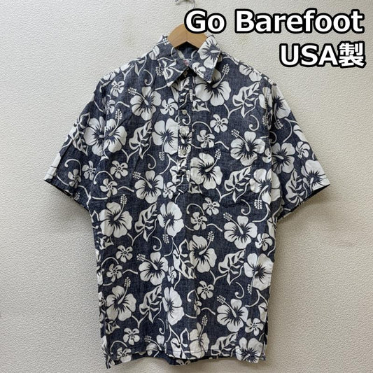 古着 USED シャツ、ブラウス 半袖 Go Barefoot ゴーベアフット USA製 ハイビスカス 花柄 プルオーバー 半袖 ハワイアン アロハ シャツ 白 紺 ホワイト ネイビー S 白 / ホワイト / white X 紺 / ネイビー / navy メンズ USED 古着 中古 50135155