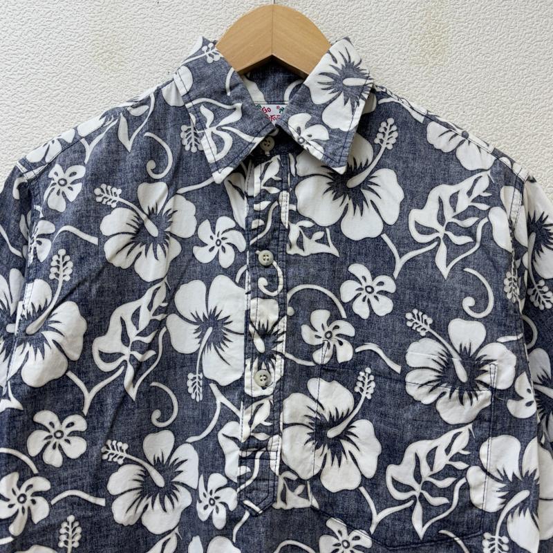 古着 USED シャツ、ブラウス 半袖 Go Barefoot ゴーベアフット USA製 ハイビスカス 花柄 プルオーバー 半袖 ハワイアン アロハ シャツ 白 紺 ホワイト ネイビー S 白 / ホワイト / white X 紺 / ネイビー / navy メンズ USED 古着 中古 50135155