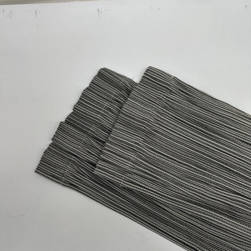 イッセイミヤケ ISSEY MIYAKE パンツ スラックス PLEATS PLEASE プリーツ 加工 ストライプ ロング パンツ IM71-FF903 S 白 / ホワイト / white X 黒 / ブラック / black レディース USED 古着 中古 50135163