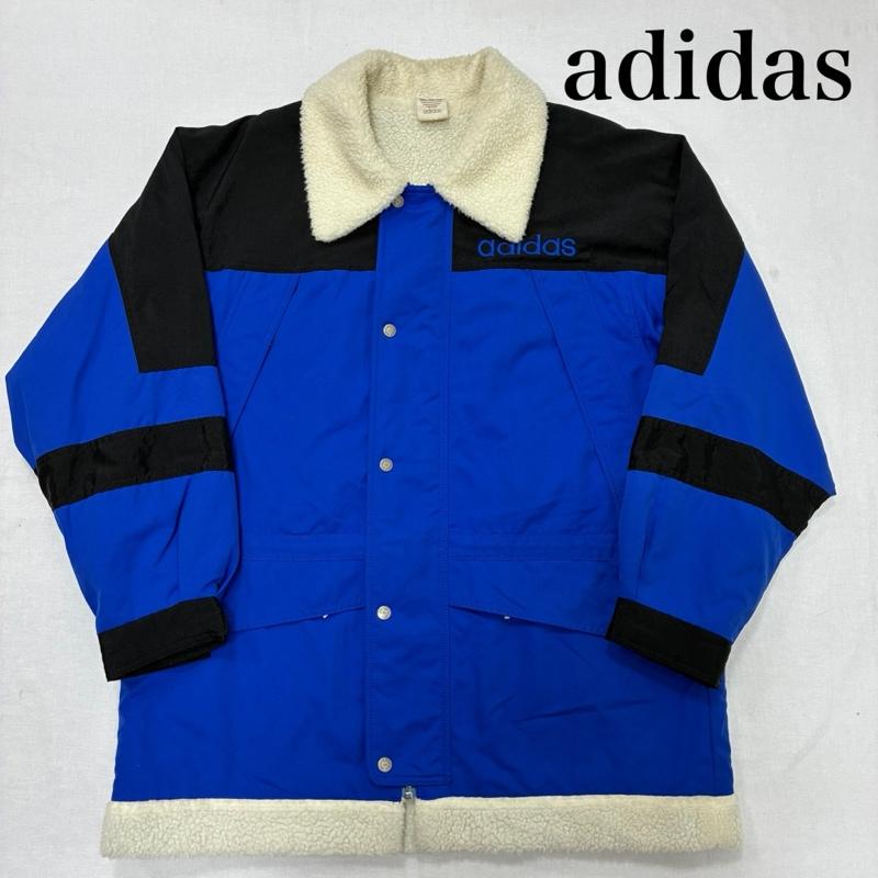 アディダス adidas ジャケット、上着 ジャンパー、ブルゾン 80 s 白タグ 裏ボア ナイロン ジャケット AA-5181 デサント製 オールド ヴィンテージ L ロゴ、文字 青 / ブルー / blue X 黒 / ブラック / black X 白 / ホワイト / white メンズ USED 古着 中古 50135186