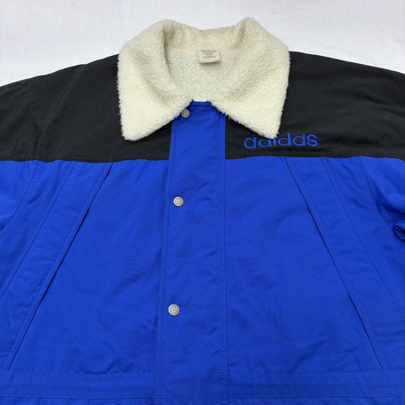 アディダス adidas ジャケット、上着 ジャンパー、ブルゾン 80 s 白タグ 裏ボア ナイロン ジャケット AA-5181 デサント製 オールド ヴィンテージ L ロゴ、文字 青 / ブルー / blue X 黒 / ブラック / black X 白 / ホワイト / white メンズ USED 古着 中古 50135186