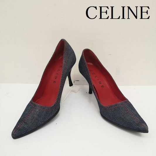 セリーヌ CELINE パンプス パンプス デニム パンプス サークルロゴ 35 22.0cm インディゴ / インディゴ / Indigo レディース USED 古着 中古 50135265