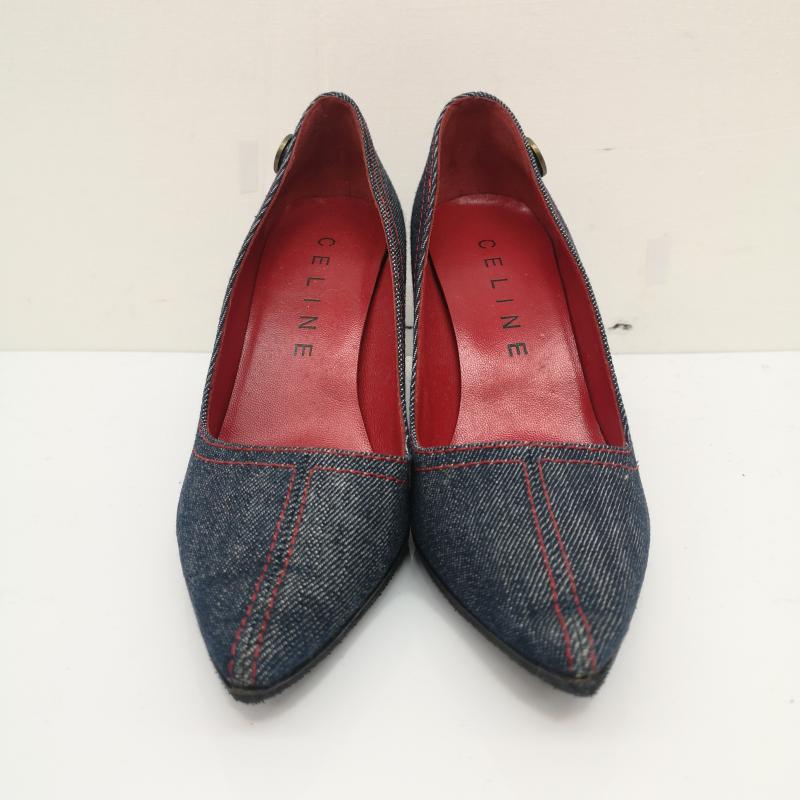セリーヌ CELINE パンプス パンプス デニム パンプス サークルロゴ 35 22.0cm インディゴ / インディゴ / Indigo レディース USED 古着 中古 50135265