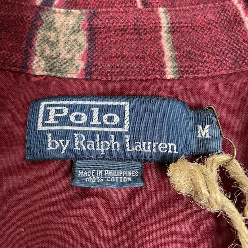 ポロバイラルフローレン Polo by RALPH LAUREN シャツ、ブラウス 長袖 90s 00s ネイティブ ボーダー シャツ 両胸 フラップ ポケット 総柄 M ボーダー柄 X ネイティブ柄 えんじ / ワインレッド / dark red メンズ USED 古着 中古 50135329