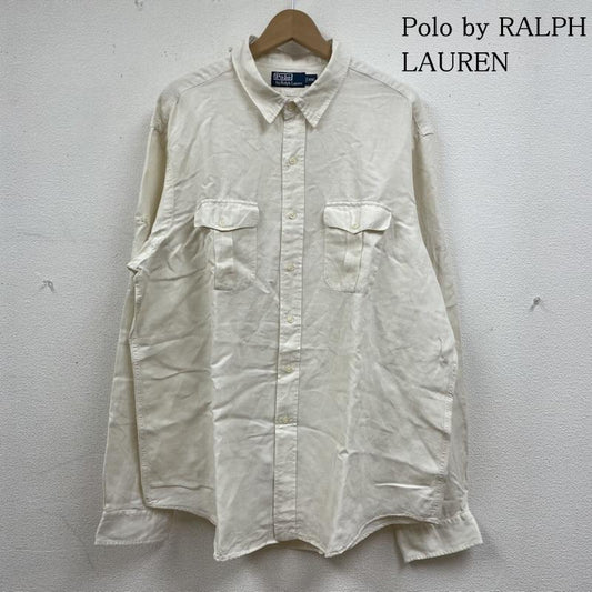 ポロバイラルフローレン Polo by RALPH LAUREN シャツ、ブラウス 長袖 長袖 ブラウス リネン 麻 61％ シルク 39％ サファリ シャツ 胸ポケット ボタン XXL 無地 オフホワイト / オフホワイト / メンズ USED 古着 中古 50135330