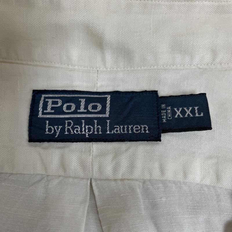 ポロバイラルフローレン Polo by RALPH LAUREN シャツ、ブラウス 長袖 長袖 ブラウス リネン 麻 61％ シルク 39％ サファリ シャツ 胸ポケット ボタン XXL 無地 オフホワイト / オフホワイト / メンズ USED 古着 中古 50135330