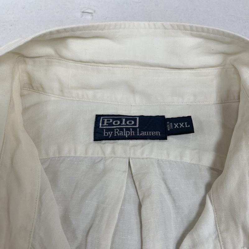 ポロバイラルフローレン Polo by RALPH LAUREN シャツ、ブラウス 長袖 長袖 ブラウス リネン 麻 61％ シルク 39％ サファリ シャツ 胸ポケット ボタン XXL 無地 オフホワイト / オフホワイト / メンズ USED 古着 中古 50135330