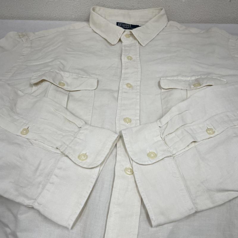 ポロバイラルフローレン Polo by RALPH LAUREN シャツ、ブラウス 長袖 長袖 ブラウス リネン 麻 61％ シルク 39％ サファリ シャツ 胸ポケット ボタン XXL 無地 オフホワイト / オフホワイト / メンズ USED 古着 中古 50135330