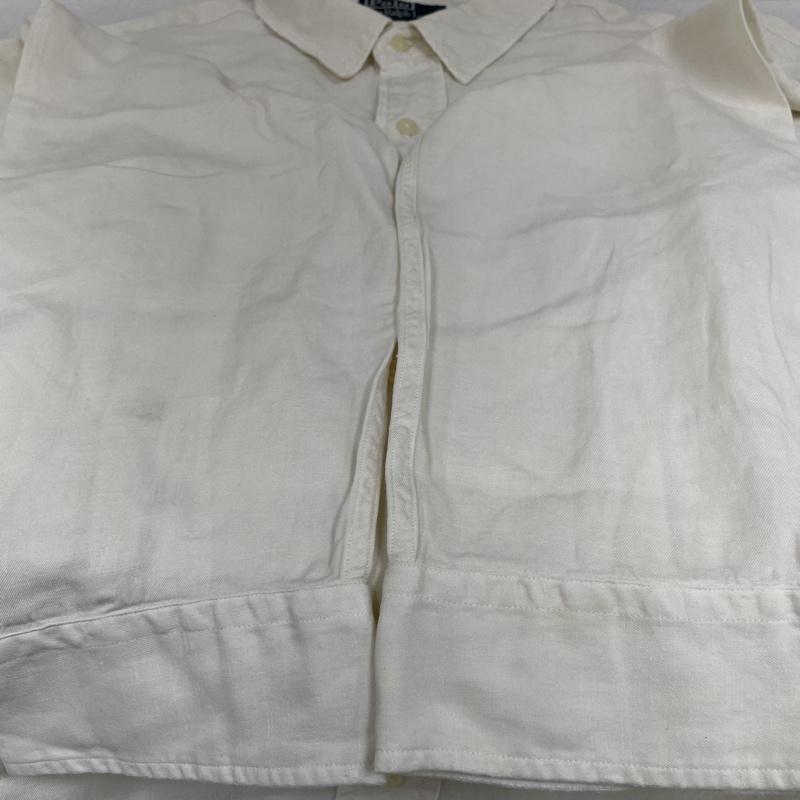 ポロバイラルフローレン Polo by RALPH LAUREN シャツ、ブラウス 長袖 長袖 ブラウス リネン 麻 61％ シルク 39％ サファリ シャツ 胸ポケット ボタン XXL 無地 オフホワイト / オフホワイト / メンズ USED 古着 中古 50135330