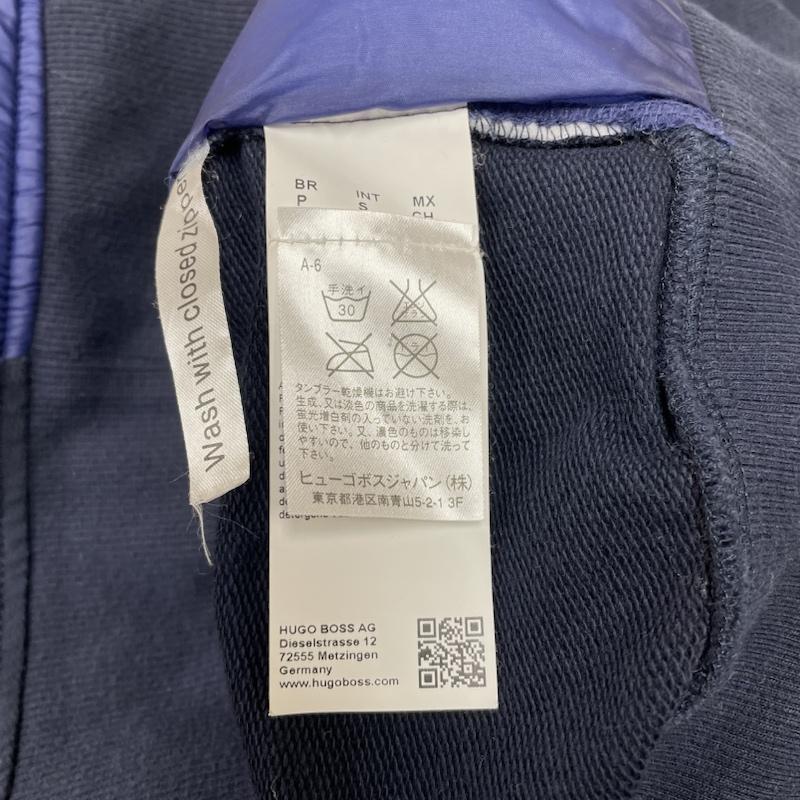 ヒューゴボス HUGO BOSS ジャケット、上着 ジャンパー、ブルゾン 中綿 ジャケット ブルゾン ニット切替 ジップアップ ハイブリッド ロゴプレート フード S ロゴ、文字 紺 / ネイビー / navy メンズ USED 古着 中古 50135331