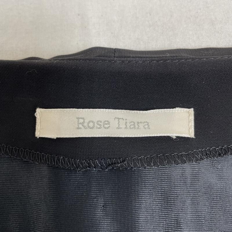 ローズティアラ Rose Tiara ワンピース ひざ丈スカート ワンピース ドレス 花柄 刺繍 フレア シア―素材 フリル パール ビジュー付き エレガントドレス 42 刺繍 X 花柄 X 無地 黒 / ブラック / black X 桃 / ピンク / pink レディース USED 古着 中古 50135344