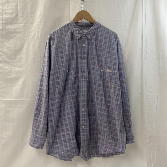 パパス Papas MANIERE DE HEMING シャツ、ブラウス 長袖 papas WORLD TOUR マドラスチェック 長袖シャツ ブルー LL LL チェック 水色 / ライトブルー / メンズ USED 古着 中古 50135348