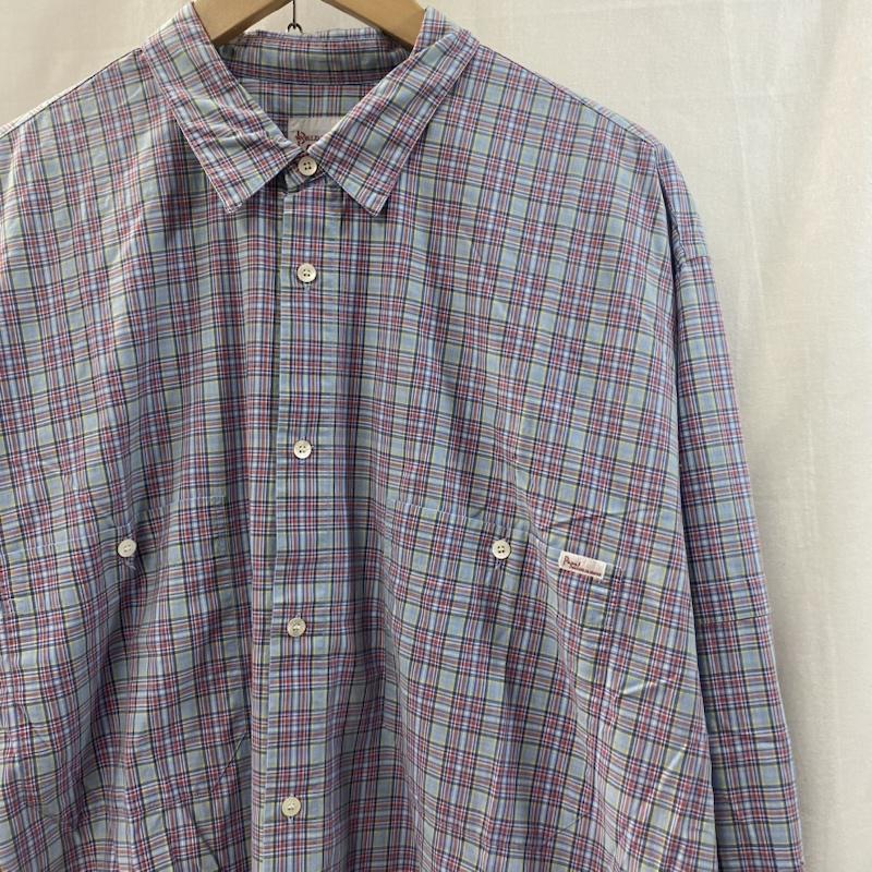 パパス Papas MANIERE DE HEMING シャツ、ブラウス 長袖 papas WORLD TOUR マドラスチェック 長袖シャツ ブルー LL LL チェック 水色 / ライトブルー / メンズ USED 古着 中古 50135348