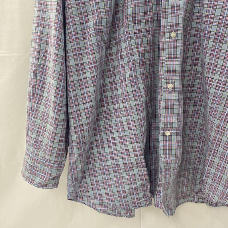パパス Papas MANIERE DE HEMING シャツ、ブラウス 長袖 papas WORLD TOUR マドラスチェック 長袖シャツ ブルー LL LL チェック 水色 / ライトブルー / メンズ USED 古着 中古 50135348