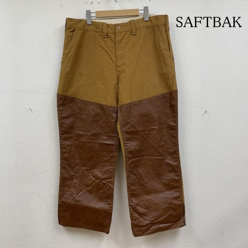 古着 USED パンツ ワークパンツ、ペインターパンツ SAFTBAK ハンティング パンツ 80s 90s ダック地 レザー ダブルニー ワークパンツ ロゴ、文字 ベージュ / ベージュ / beige X 茶 / ブラウン / brown メンズ USED 古着 中古 50135358
