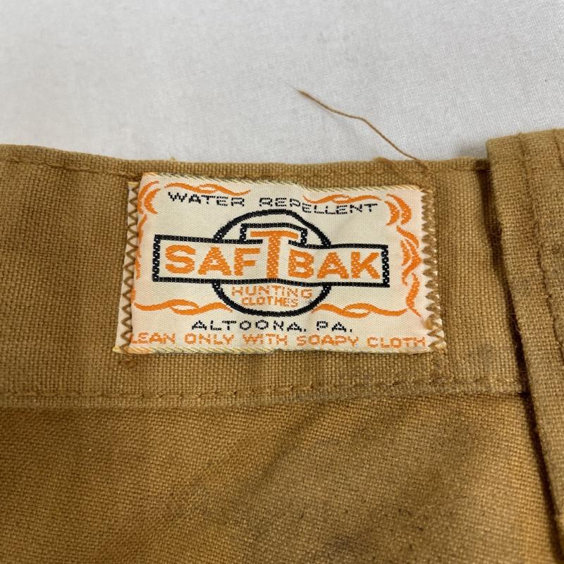 古着 USED パンツ ワークパンツ、ペインターパンツ SAFTBAK ハンティング パンツ 80s 90s ダック地 レザー ダブルニー ワークパンツ ロゴ、文字 ベージュ / ベージュ / beige X 茶 / ブラウン / brown メンズ USED 古着 中古 50135358